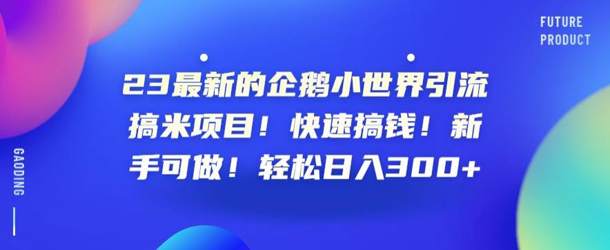 23最新的企鹅小世界引流搞米项目！快速搞钱！新手可做！轻松日入300+【揭秘】-天天项目库