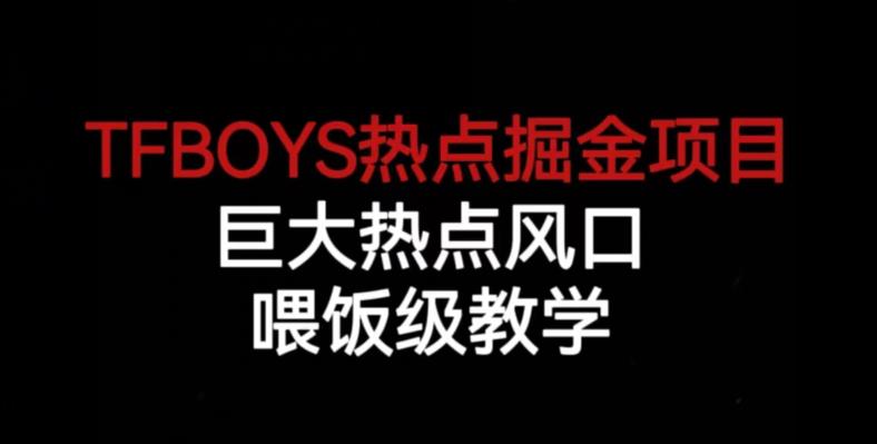 TFBOYS热点掘金项目，巨大热点风口，喂饭级教学-天天项目库