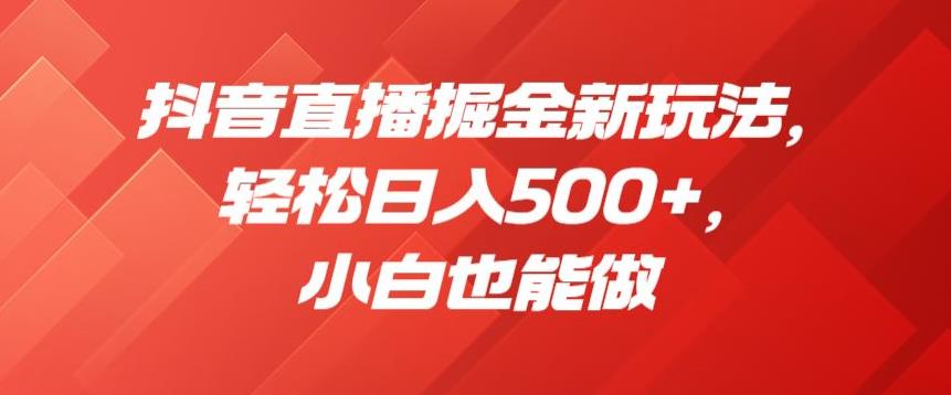 抖音直播掘金新玩法，轻松日入500+，小白也能做【揭秘】-天天项目库