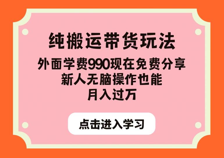 纯搬运带货玩法，外面学费990现在免费分享，新人无脑操作也能月入过万【揭秘】-天天项目库