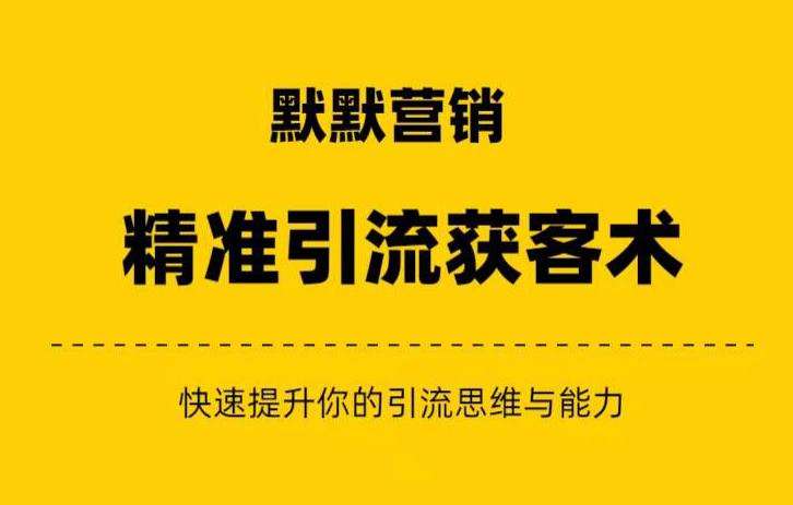 默默营销·精准引流+私域营销+逆袭赚钱（三件套）快速提升你的赚钱认知与营销思维-天天项目库