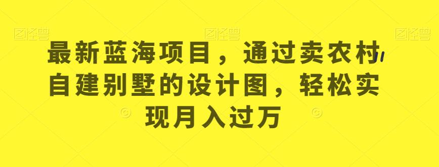 最新蓝海项目，通过卖农村自建别墅的设计图，轻松实现月入过万【揭秘】-天天项目库