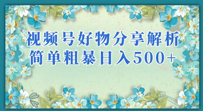 视频号好物分享解析，简单粗暴可以批量方大的项目【揭秘】-天天项目库