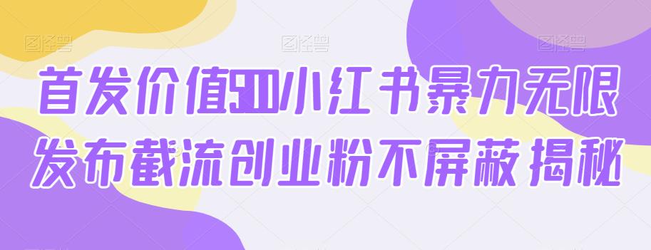 首发价值5100小红书暴力无限发布截流创业粉不屏蔽揭秘-天天项目库