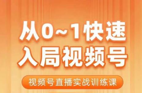 陈厂长·从0-1快速入局视频号课程，视频号直播实战训练课-天天项目库