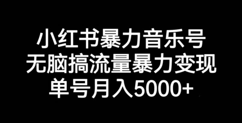 小红书暴力音乐号，无脑搞流量暴力变现，单号月入5000+-天天项目库