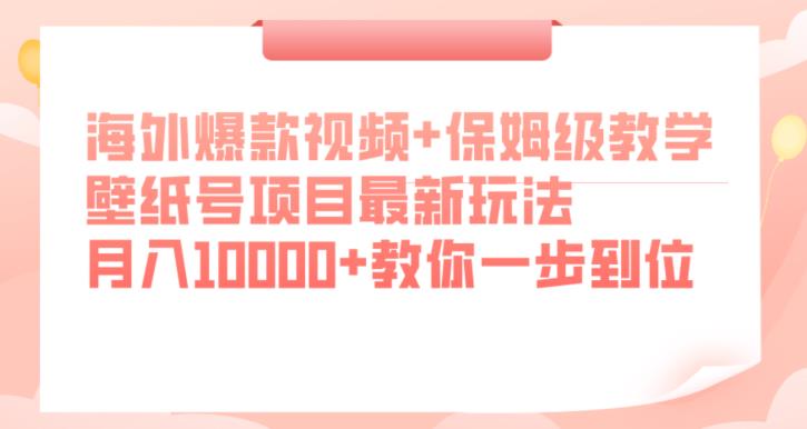 海外爆款视频+保姆级教学，壁纸号项目最新玩法，月入10000+教你一步到位【揭秘】-天天项目库