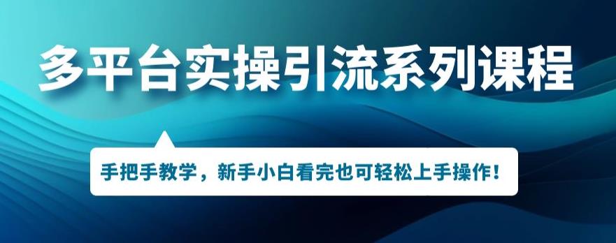 多平台引流实操系列课程，新手小白看完也可轻松上手进行引流操作-天天项目库