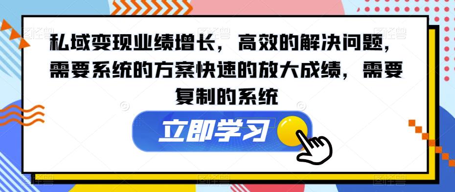 私域变现业绩增长，高效的解决问题，需要系统的方案快速的放大成绩，需要复制的系统-天天项目库