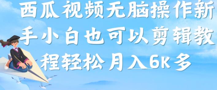 西瓜视频搞笑号，无脑操作新手小白也可月入6K-天天项目库