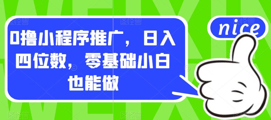 0撸小程序推广，日入四位数，零基础小白也能做【揭秘】-天天项目库