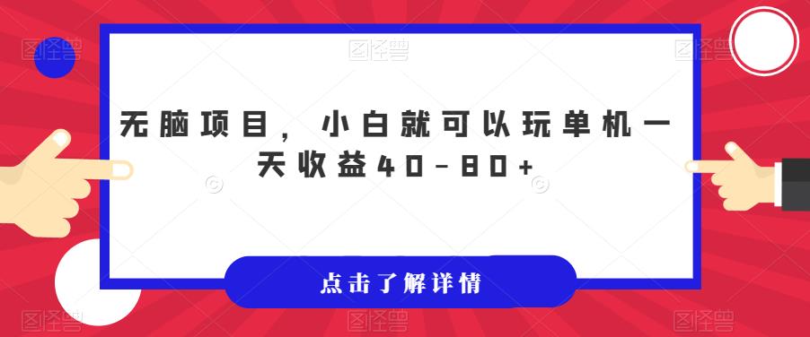 无脑项目，小白就可以玩单机一天收益40-80+【揭秘】-天天项目库