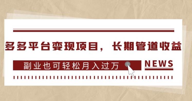 多多平台变现项目，长期管道收益，副业也可轻松月入过万-天天项目库