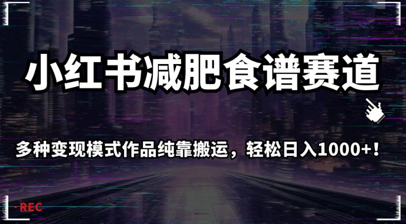 小红书减肥食谱赛道，多种变现模式作品纯靠搬运，轻松日入1000+！【揭秘】-天天项目库