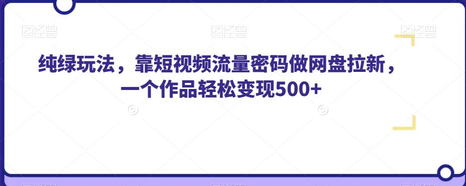 纯绿玩法，靠短视频流量密码做网盘拉新，一个作品轻松变现500+【揭秘】-天天项目库