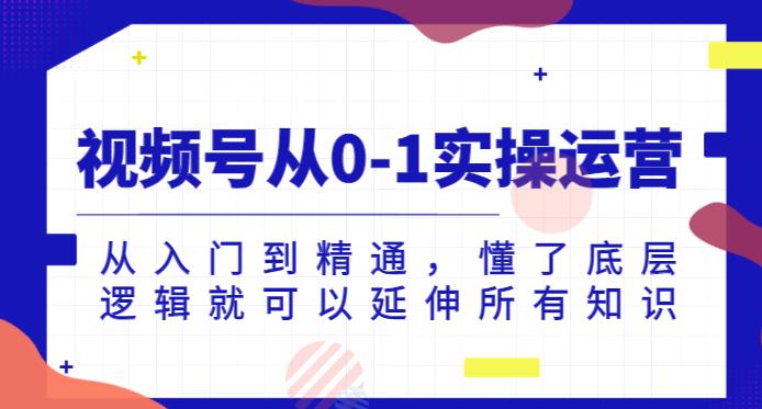 视频号从0-1实操运营，从入门到精通，懂了底层逻辑就可以延伸所有知识-天天项目库