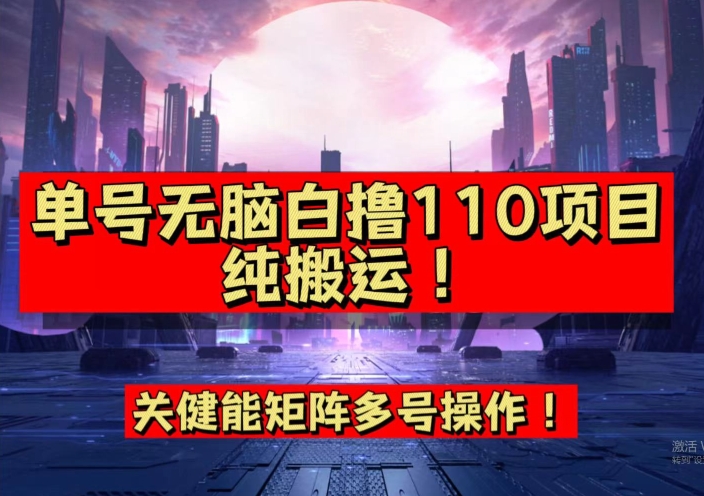 9月全网首发，单号直接白撸110！可多号操作，无脑搬运复制粘贴【揭秘】-天天项目库