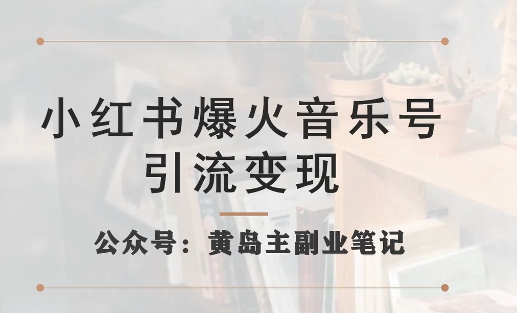 小红书爆火音乐号引流变现项目，视频版一条龙实操玩法分享给你-天天项目库