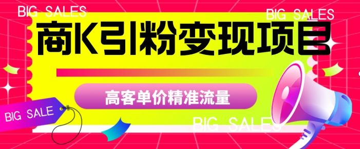 商K引粉变现项目，高客单价精准流量【揭秘】-天天项目库