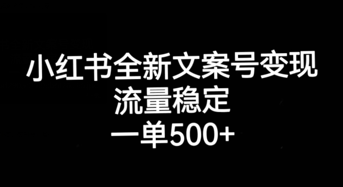 小红书全新文案号变现，流量稳定，一单收入500+-天天项目库