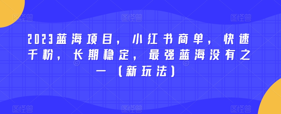 2023蓝海项目，小红书商单，快速千粉，长期稳定，最强蓝海没有之一（新玩法）-天天项目库