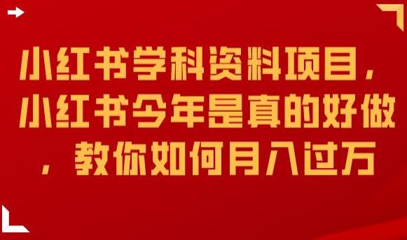 小红书学科资料项目，小红书今年是真的好做，教你如何月入过万【揭秘】-天天项目库