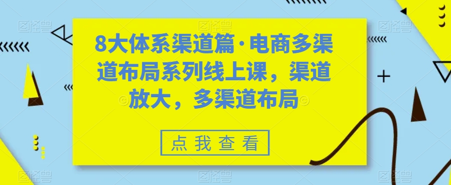 8大体系渠道篇·电商多渠道布局系列线上课，渠道放大，多渠道布局-天天项目库