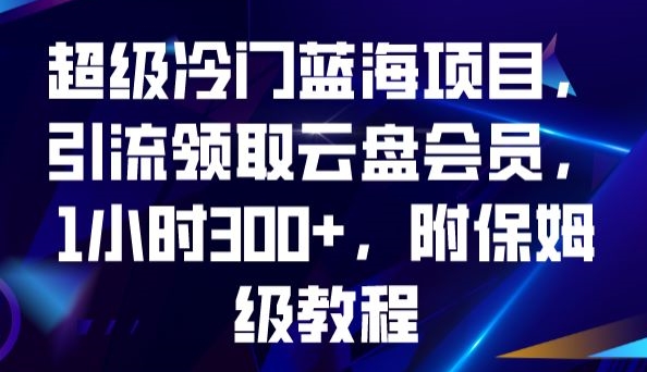 超级冷门蓝海项目，引流领取云盘会员，1小时300+，附保姆级教程-天天项目库