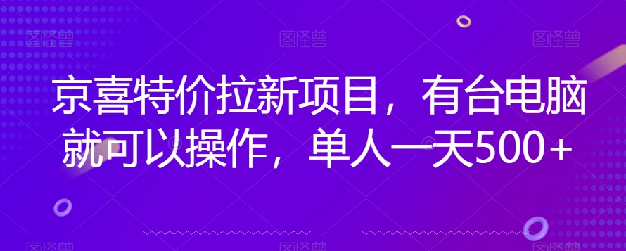 京喜特价拉新新玩法，有台电脑就可以操作，单人一天500+【揭秘】-天天项目库