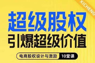 超级股权引爆超级价值，电商股权设计与激励10堂线上课-天天项目库