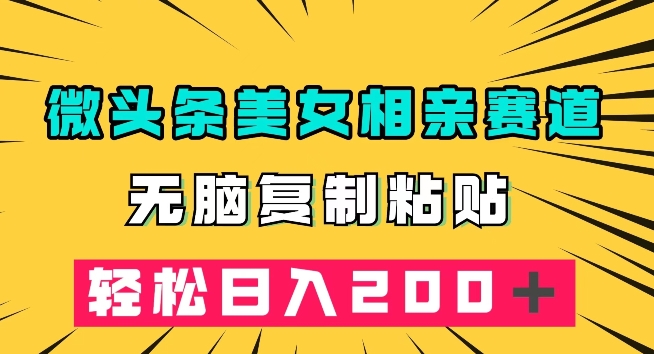 微头条冷门美女相亲赛道，无脑复制粘贴，轻松日入200＋【揭秘】-天天项目库