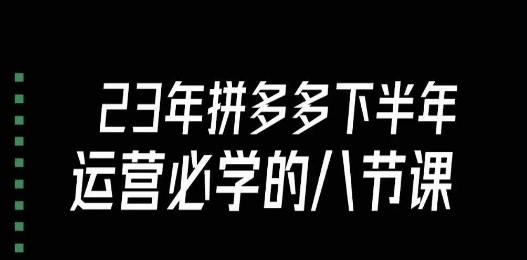 大牙·23年下半年拼多多运营必学的八节课（18节完整）-天天项目库