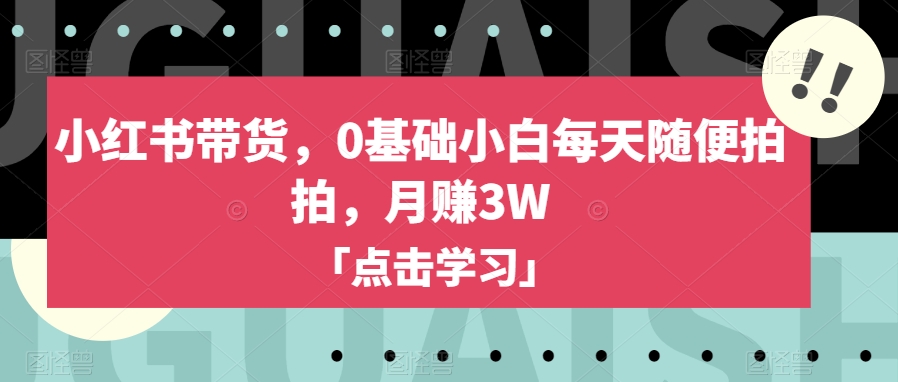 小红书带货，0基础小白每天随便拍拍，月赚3W【揭秘】-天天项目库