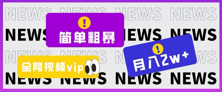 简单粗暴零成本，高回报，全网视频VIP掘金项目，月入2万＋【揭秘】-天天项目库