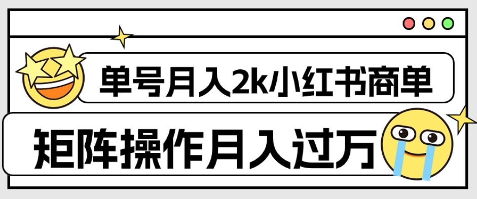 外面收费1980的小红书商单保姆级教程，单号月入2k，矩阵操作轻松月入过万-天天项目库