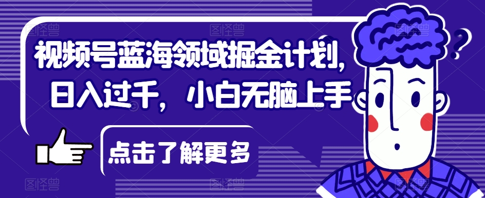 视频号蓝海领域掘金计划，日入过千，小白无脑上手【揭秘】-天天项目库