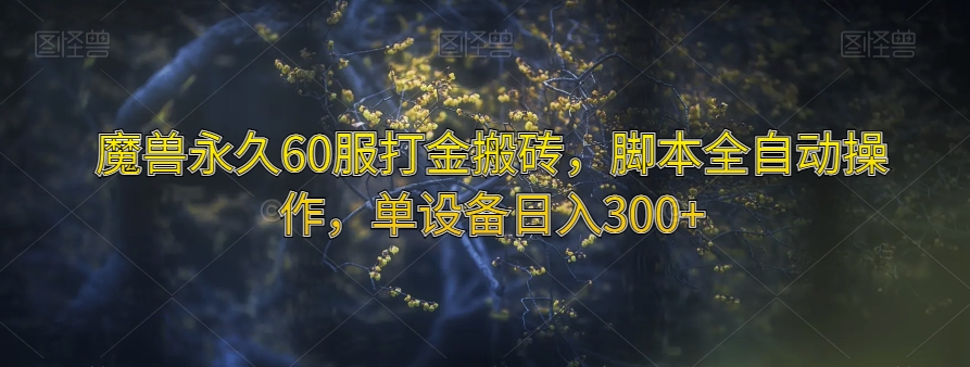 魔兽永久60服打金搬砖，脚本全自动操作，单设备日入300+【揭秘】-天天项目库