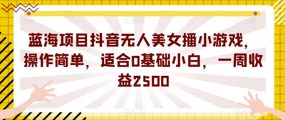 蓝海项目抖音无人美女播小游戏，操作简单，适合0基础小白，一周收益2500【揭秘】-天天项目库