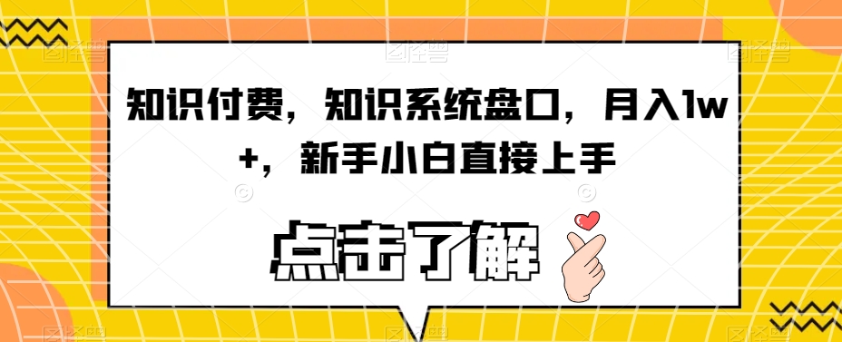 知识付费，知识系统盘口，月入1w+，新手小白直接上手-天天项目库