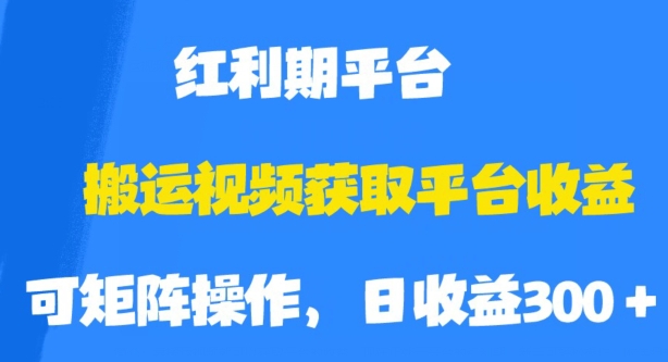 搬运视频获取平台收益，平台红利期，附保姆级教程【揭秘】-天天项目库