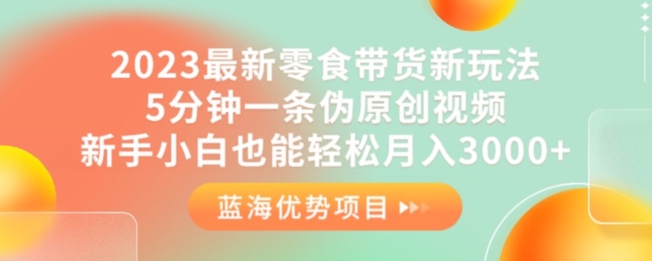 2023最新零食带货新玩法，5分钟一条伪原创视频，新手小白也能轻松月入3000+【揭秘】-天天项目库