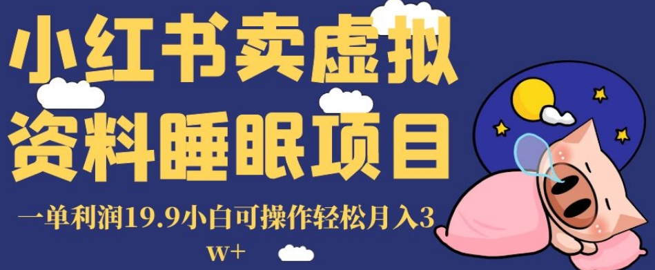 小红书卖虚拟资料睡眠项目，一单利润19.9小白可操作轻松月入3w+【揭秘】-天天项目库