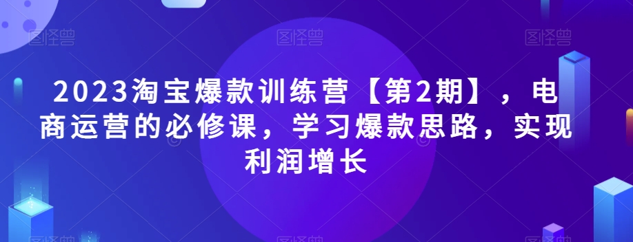 2023淘宝爆款训练营【第2期】，电商运营的必修课，学习爆款思路，实现利润增长-天天项目库