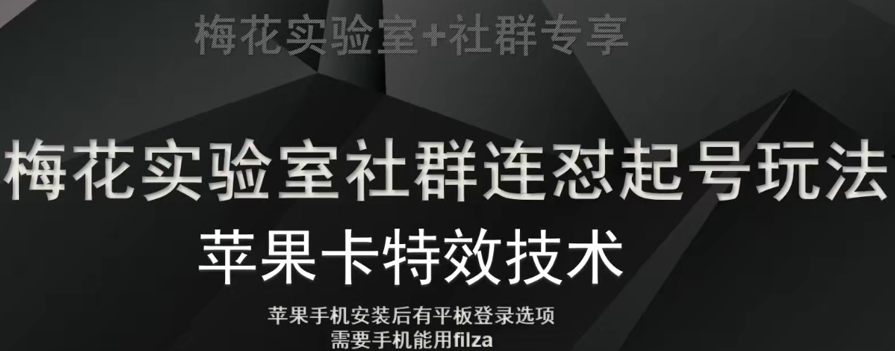 梅花实验室社群视频号连怼起号玩法，最新苹果卡特效技术-天天项目库