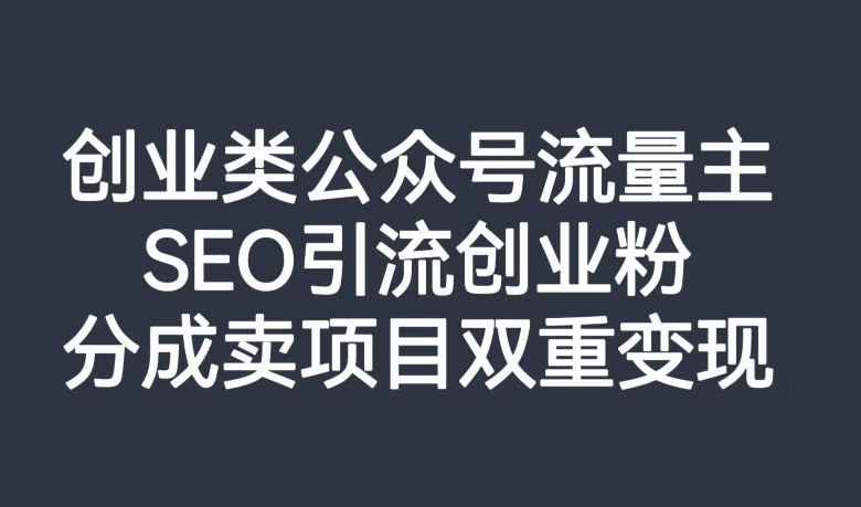 创业类公众号流量主，SEO引流创业粉，分成卖项目双重变现【揭秘】-天天项目库