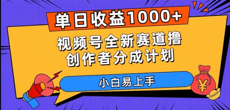 单日收益1000+，视频号全新赛道撸创作者分成计划，小白易上手【揭秘】-天天项目库