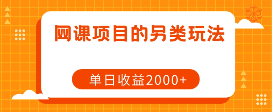 网课项目的另类玩法，单日收益2000+【揭秘】-天天项目库