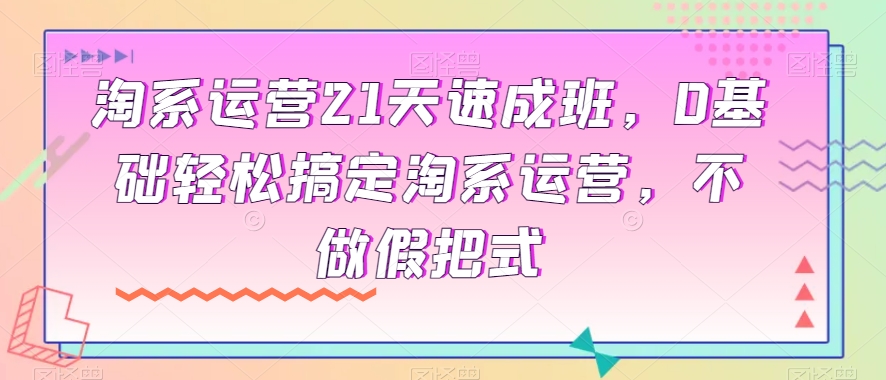 淘系运营21天速成班，0基础轻松搞定淘系运营，不做假把式-天天项目库