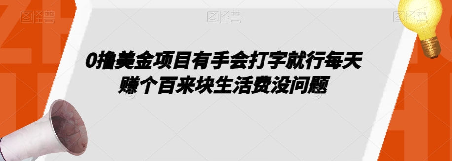 0撸美金项目有手会打字就行每天赚个百来块生活费没问题【揭秘】-天天项目库