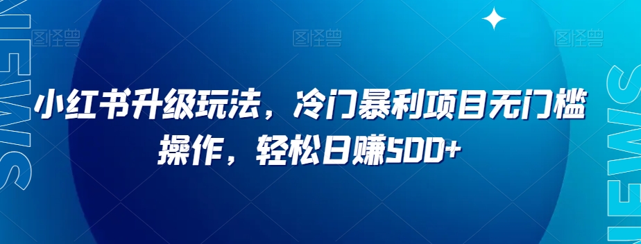 小红书升级玩法，冷门暴利项目无门槛操作，轻松日赚500+【揭秘】-天天项目库